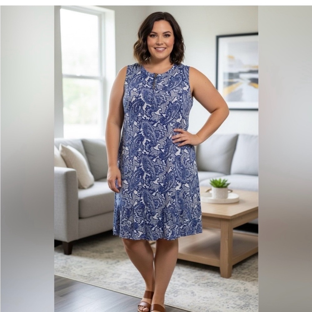 Michael Kors Blue and White Paisley Dress